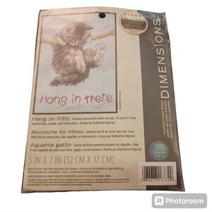 NEW Dimensions Hang in There Kitten Cat 5" x 7" Counted Cross Stitch Kit #16734
